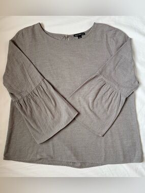 J. Crew Mercantile 14 Gray Bell Sleeve Top 100% Cotton Preppy Romantic